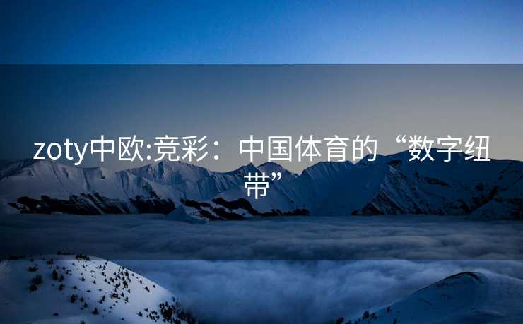 zoty中欧:竞彩：中国体育的“数字纽带”