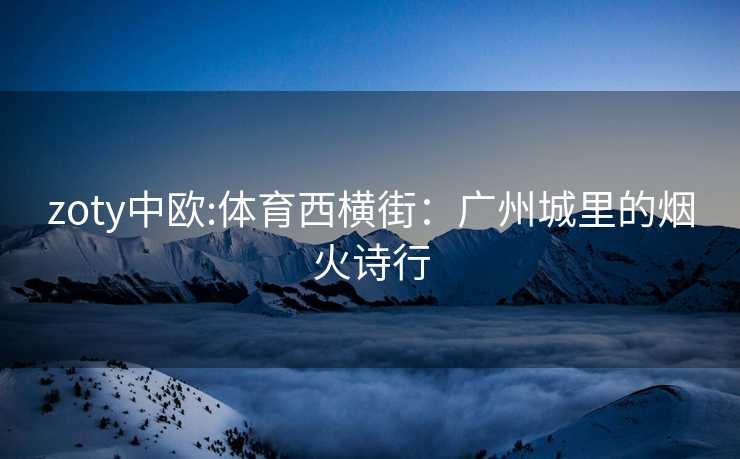zoty中欧:体育西横街：广州城里的烟火诗行